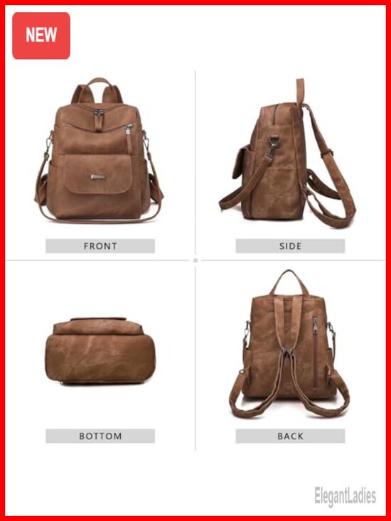 PU Leather Small Backpack Purse with Adjustable Strap Fashion Handbag main image 4